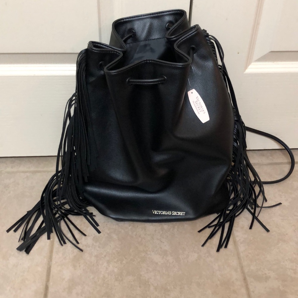 black Victoria’s Secret drawstring backpack